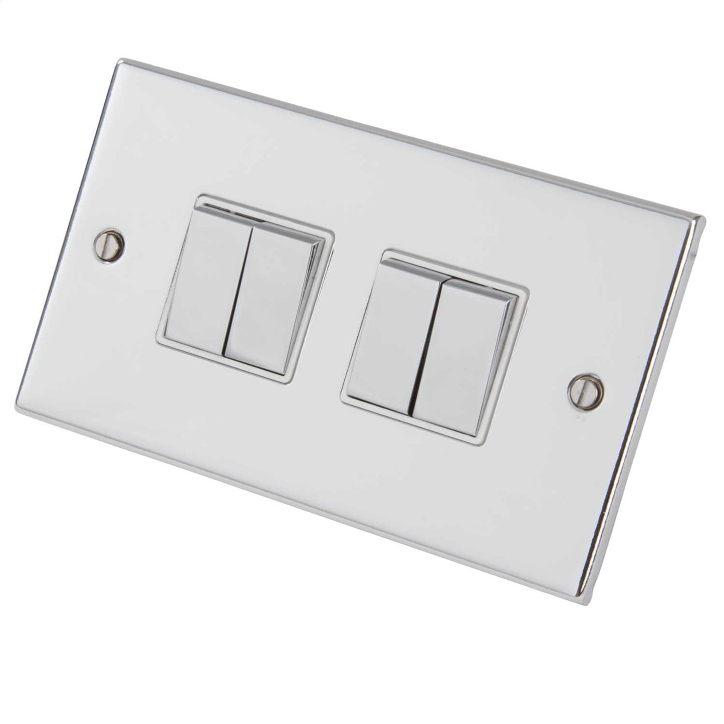 LGA Selectric 5M 10A 4 Gang 2 Way Switch Metal / White Insert Polished Chrome