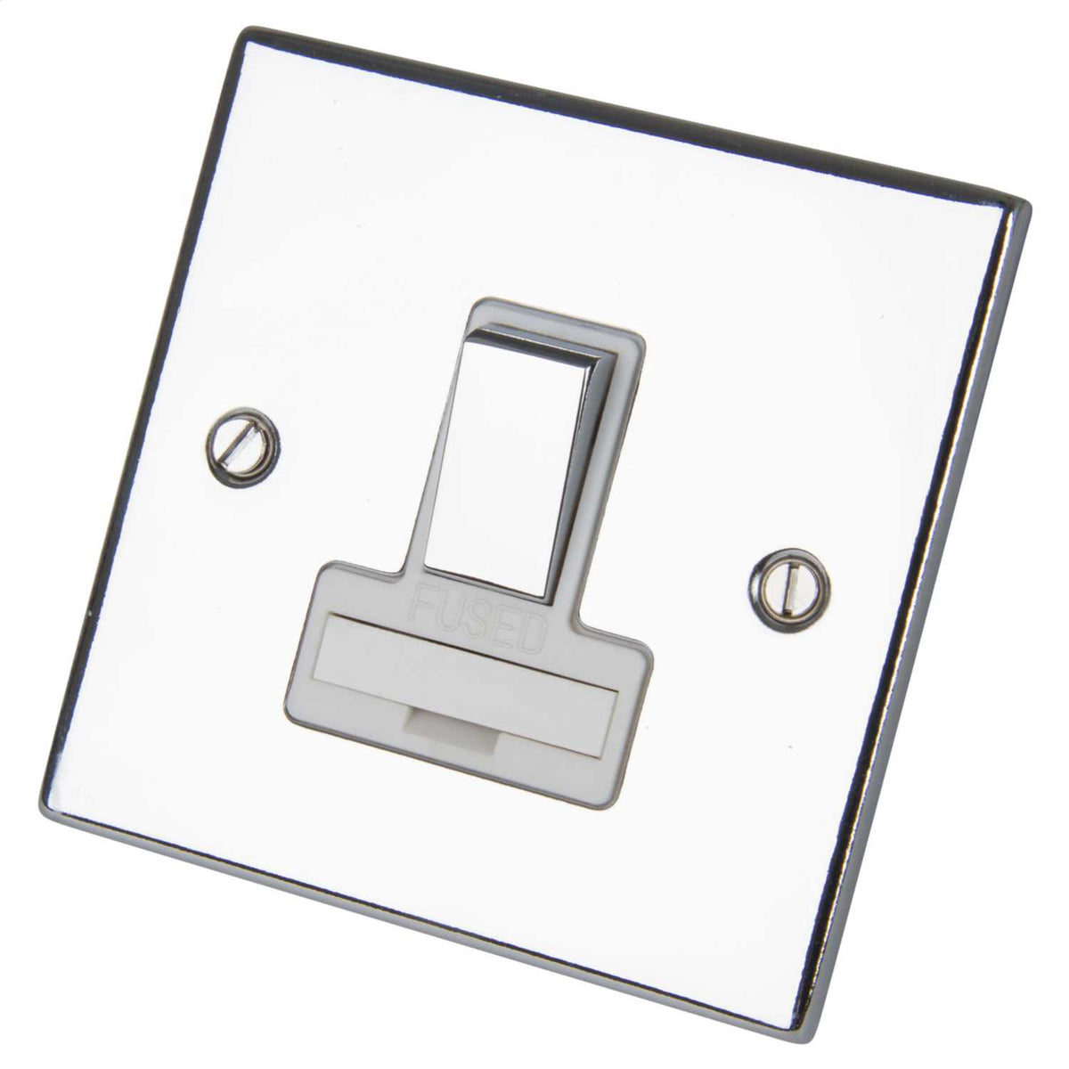LGA Selectric 5M 13A DP Switched Fused Spur Metal / White Insert Polished Chrome