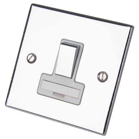 LGA Selectric 5M 13A DP Switched Fused Spur Metal / White Insert Polished Chrome