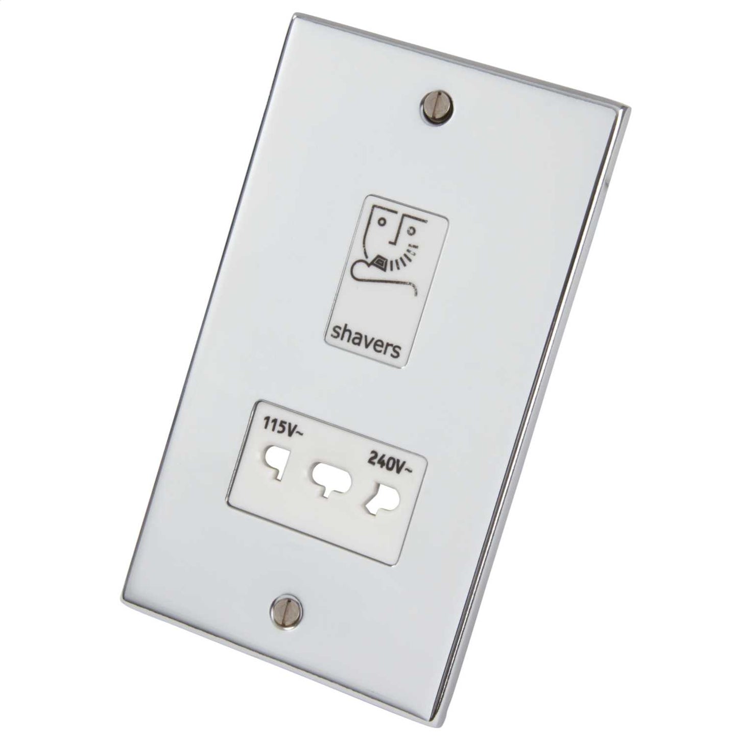 LGA Selectric 5M Dual Voltage Shaver Socket White Insert Polished Chrome