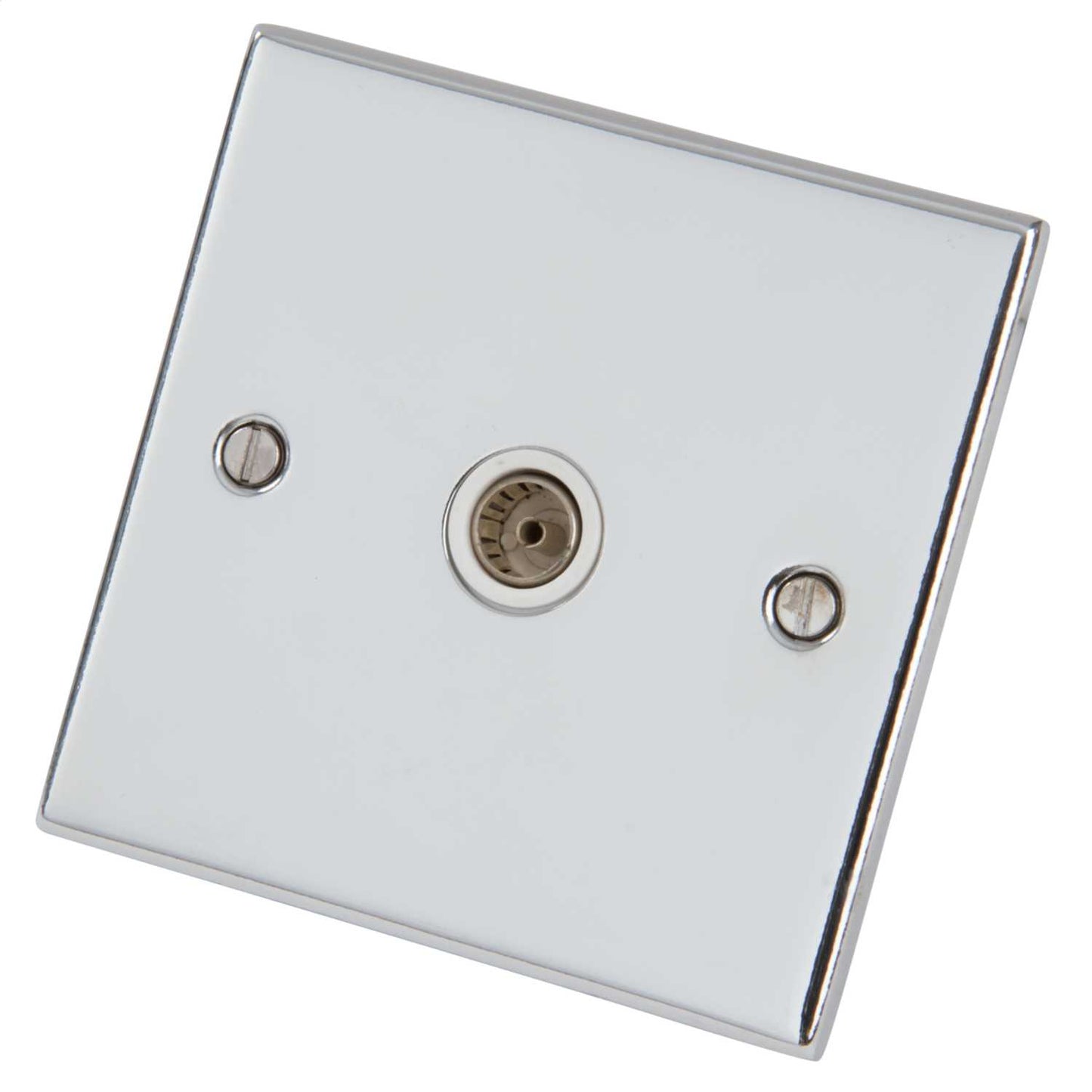 LGA Selectric 5M 1 Gang Coaxial Socket White Insert Polished Chrome
