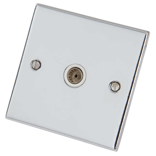 LGA Selectric 5M 1 Gang Coaxial Socket White Insert Polished Chrome