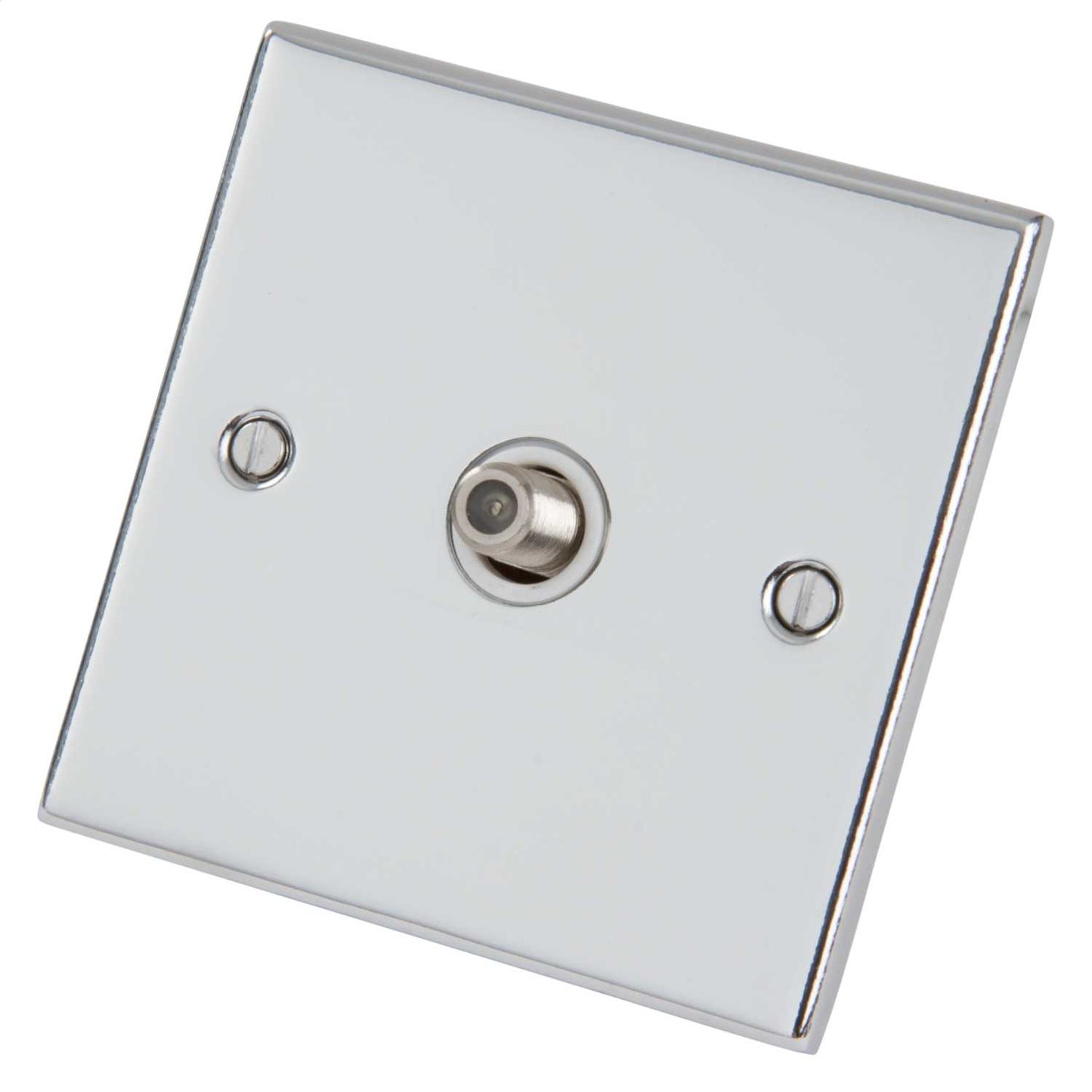 LGA Selectric 5M 1 Gang Satellite Socket White Insert Polished Chrome
