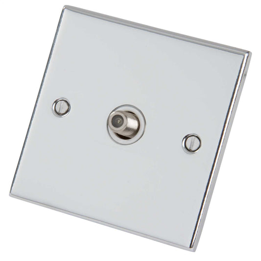 LGA Selectric 5M 1 Gang Satellite Socket White Insert Polished Chrome