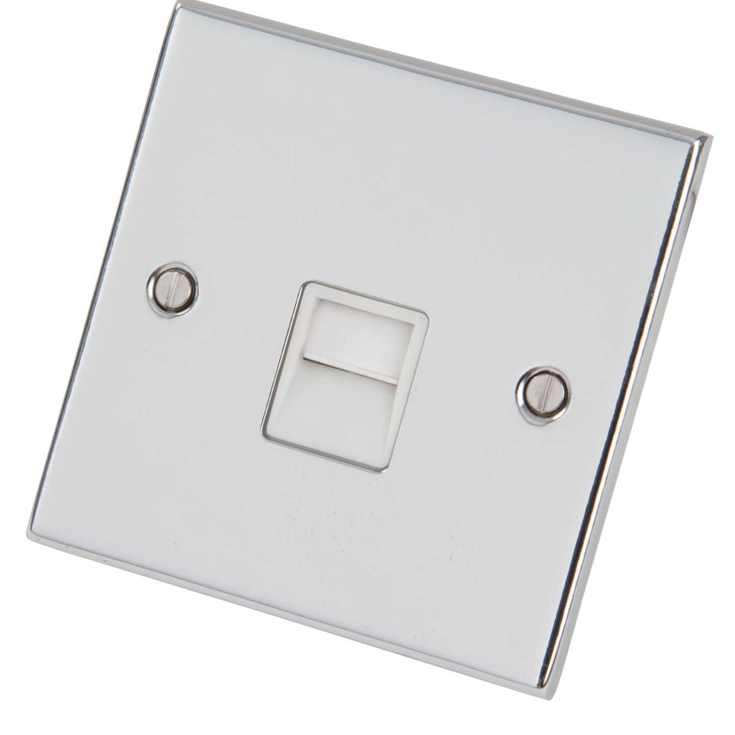 LGA Selectric 5M 1 Gang Master Telephone Socket White Insert Polished Chrome