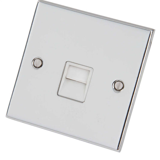 LGA Selectric 5M 1 Gang Master Telephone Socket White Insert Polished Chrome