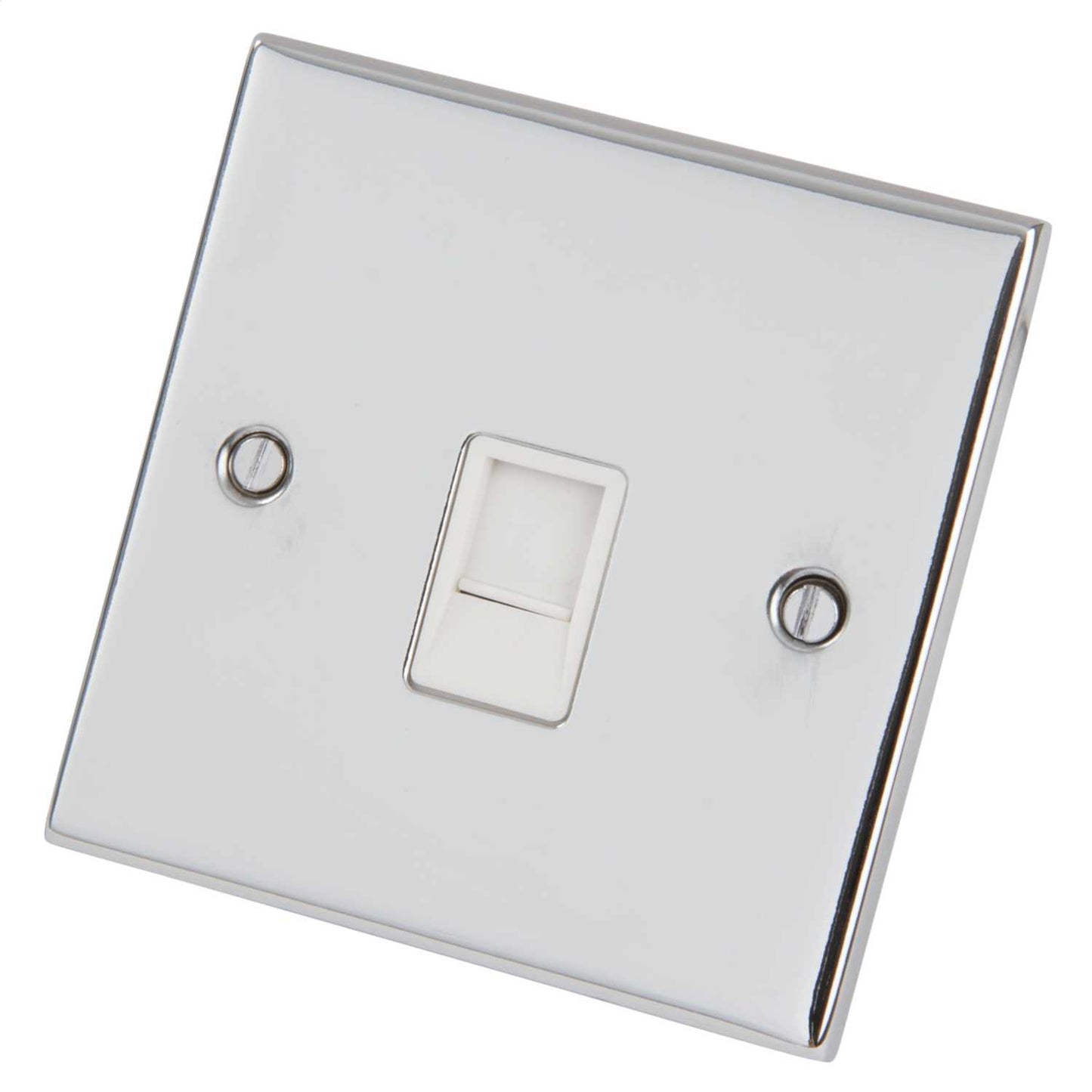 LGA Selectric 5M 1 Gang RJ45 Data Socket White Insert Polished Chrome