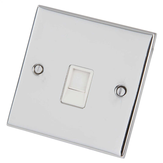 LGA Selectric 5M 1 Gang RJ45 Data Socket White Insert Polished Chrome