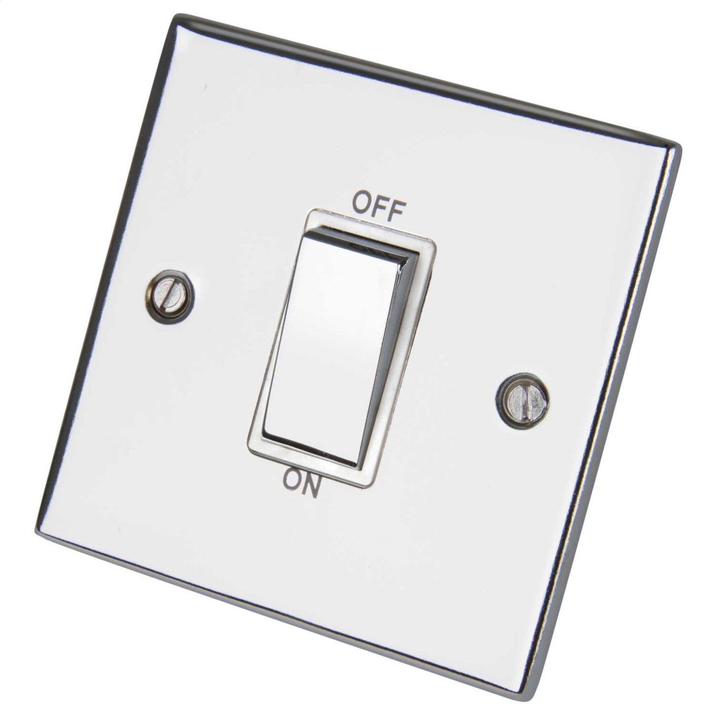 LGA Selectric 5M 45A DP 1 Gang Switch Metal / White Insert Polished Chrome