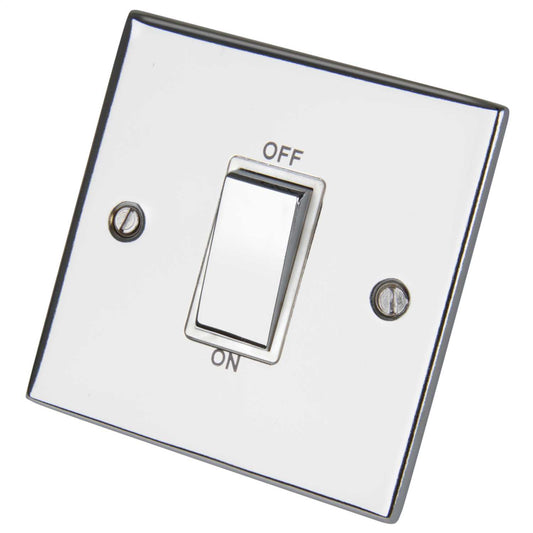 LGA Selectric 5M 45A DP 1 Gang Switch Metal / White Insert Polished Chrome