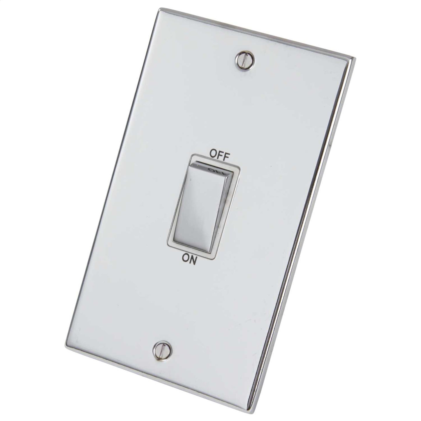 LGA Selectric 5M 45A DP 2 Gang Vertical Switch Metal / White Insert Polished Chrome