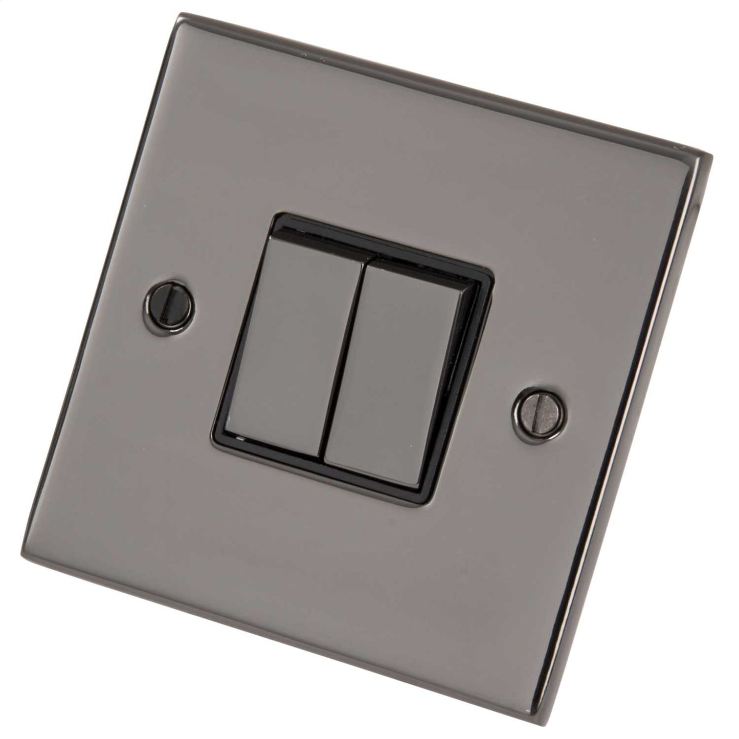 LGA Selectric 5M 10A 2 Gang 2 Way Switch Metal / Black Insert Black Nickel
