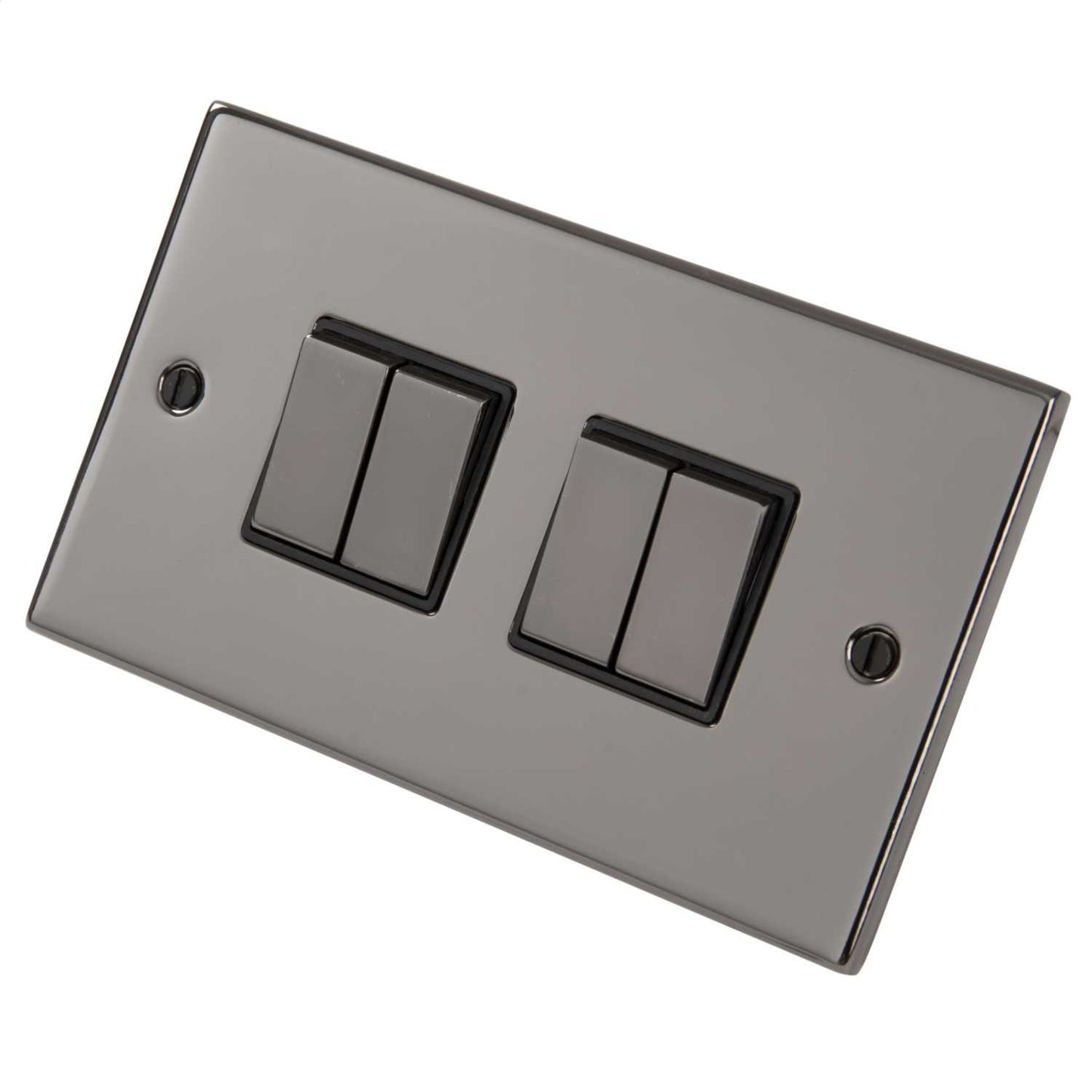 LGA Selectric 5M 10A 4 Gang 2 Way Switch Metal / Black Insert Black Nickel