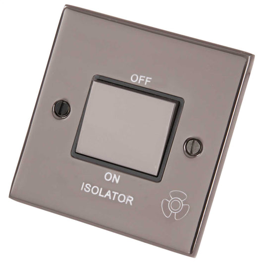 LGA Selectric 5M 10A Triple Pole Fan Isolator Metal / Black Insert Black Nickel