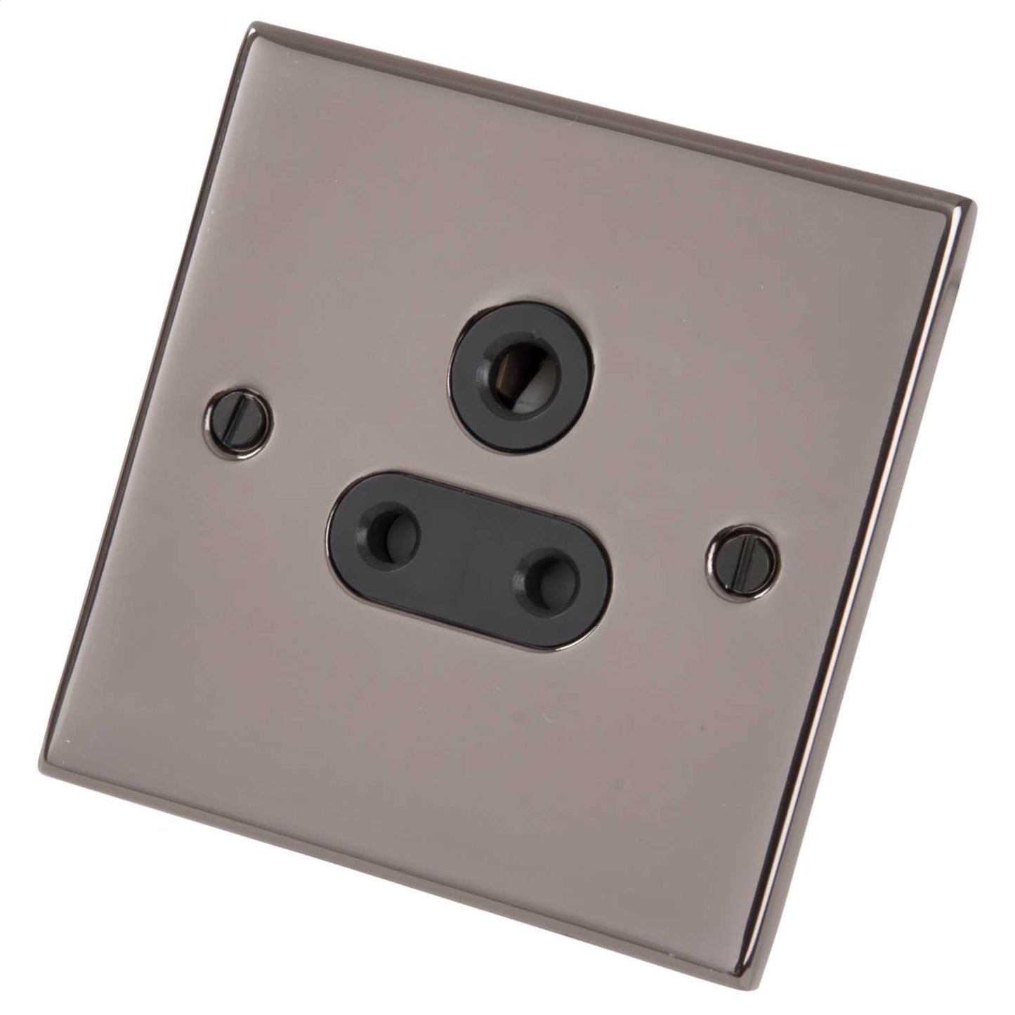 LGA Selectric 5M 5A 1 Gang Round Pin Unswitched Socket Black Insert Black Nickel