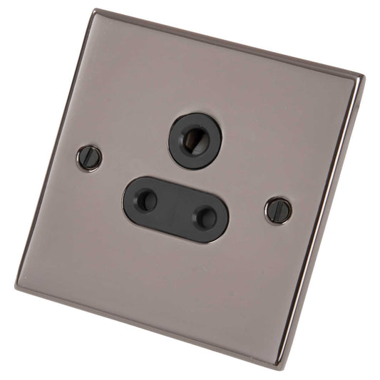 LGA Selectric 5M 5A 1 Gang Round Pin Unswitched Socket Black Insert Black Nickel