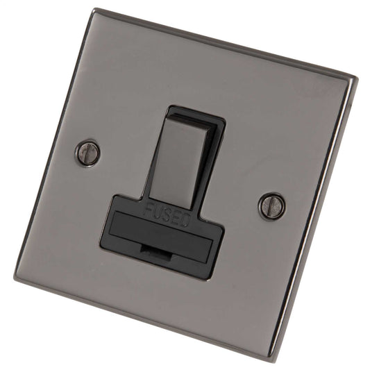 LGA Selectric 5M 13A DP Switched Fused Spur Metal / Black Insert Black Nickel
