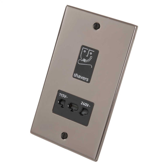 LGA Selectric 5M Dual Voltage Shaver Socket Black Insert Black Nickel