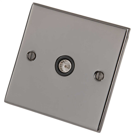 LGA Selectric 5M 1 Gang Coaxial Socket Black Insert Black Nickel