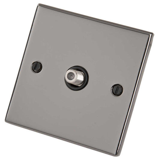 LGA Selectric 5M 1 Gang Satellite Socket Black Insert Black Nickel