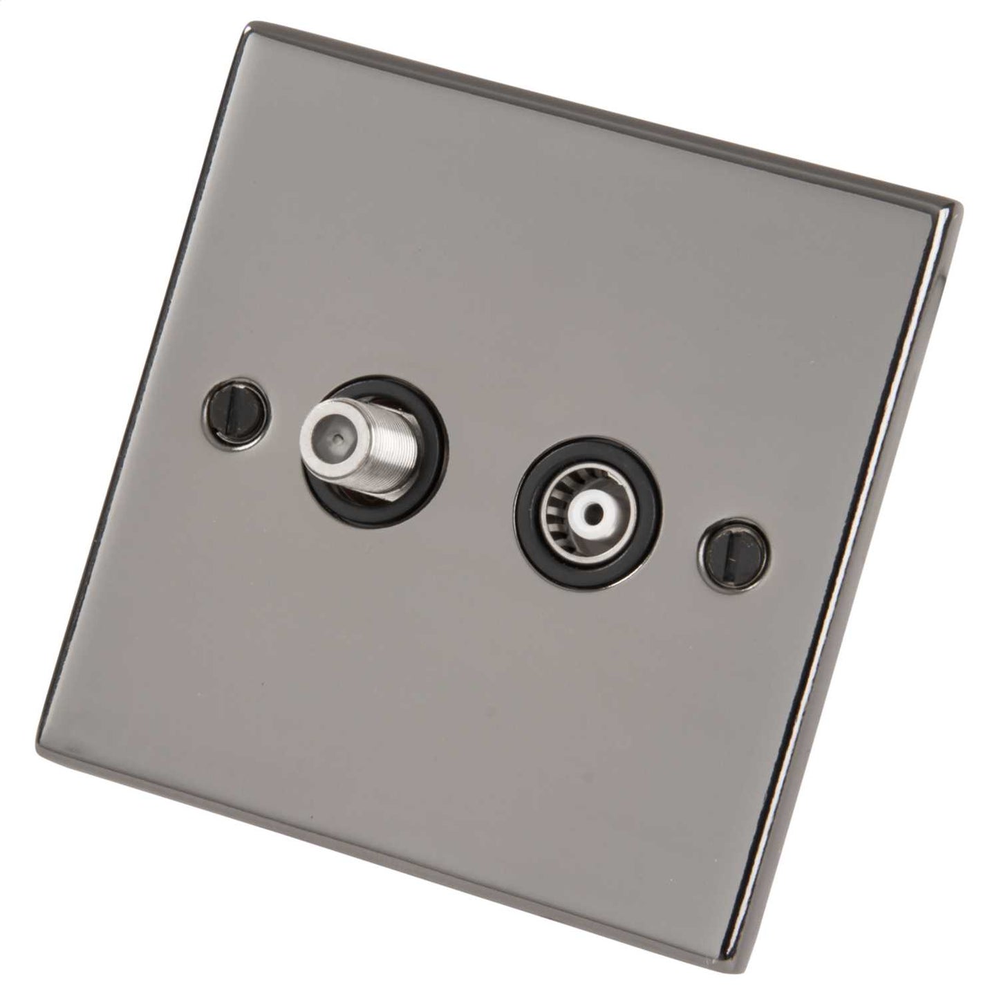 LGA Selectric 5M 1 Gang Satellite and Coaxial Socket Black Insert Black Nickel