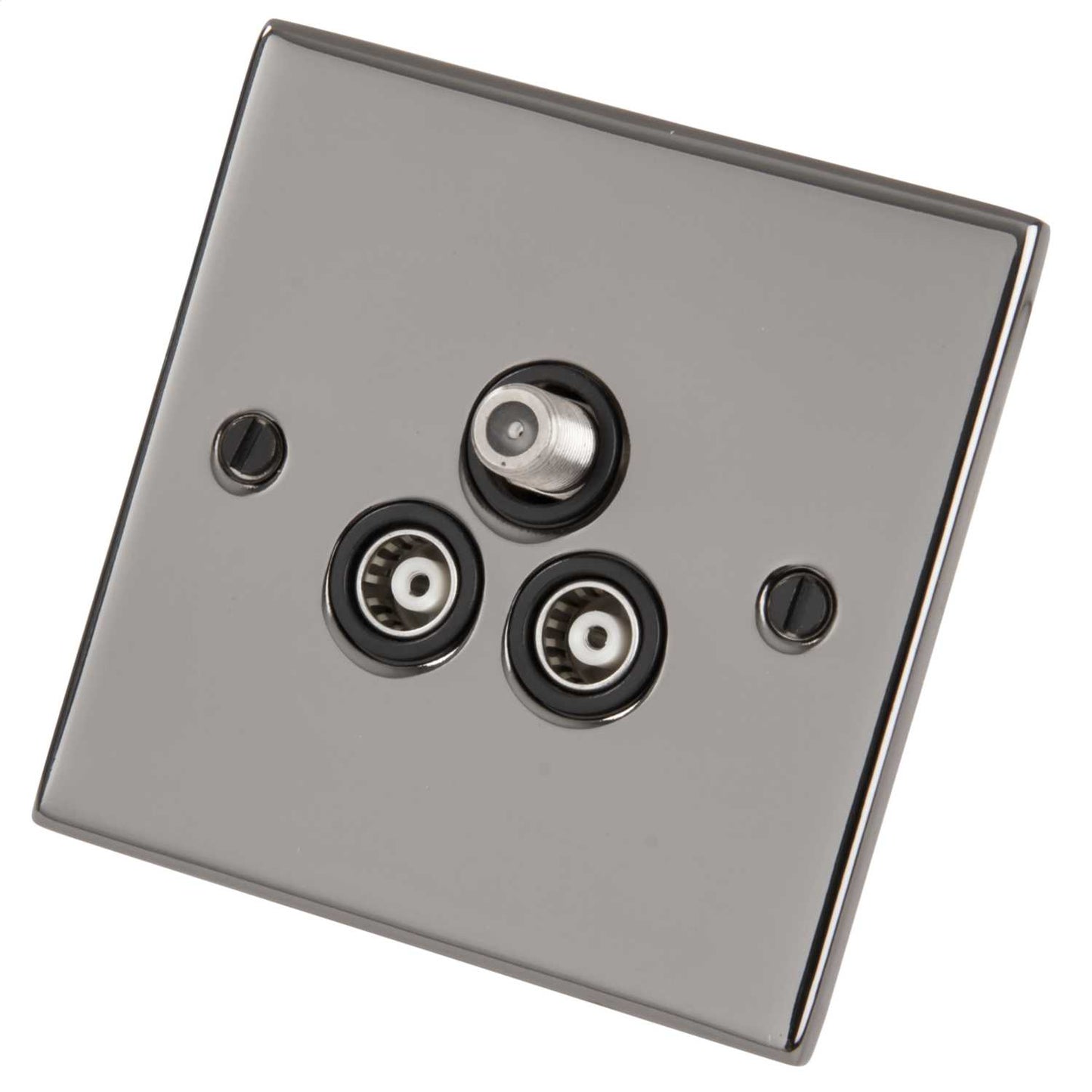 LGA Selectric 5M 1 Gang Satellite and Twin Coaxial Socket Black Insert Black Nickel