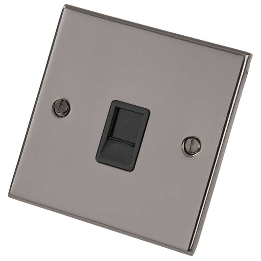 LGA Selectric 5M 1 Gang RJ45 Data Socket Black Insert Black Nickel