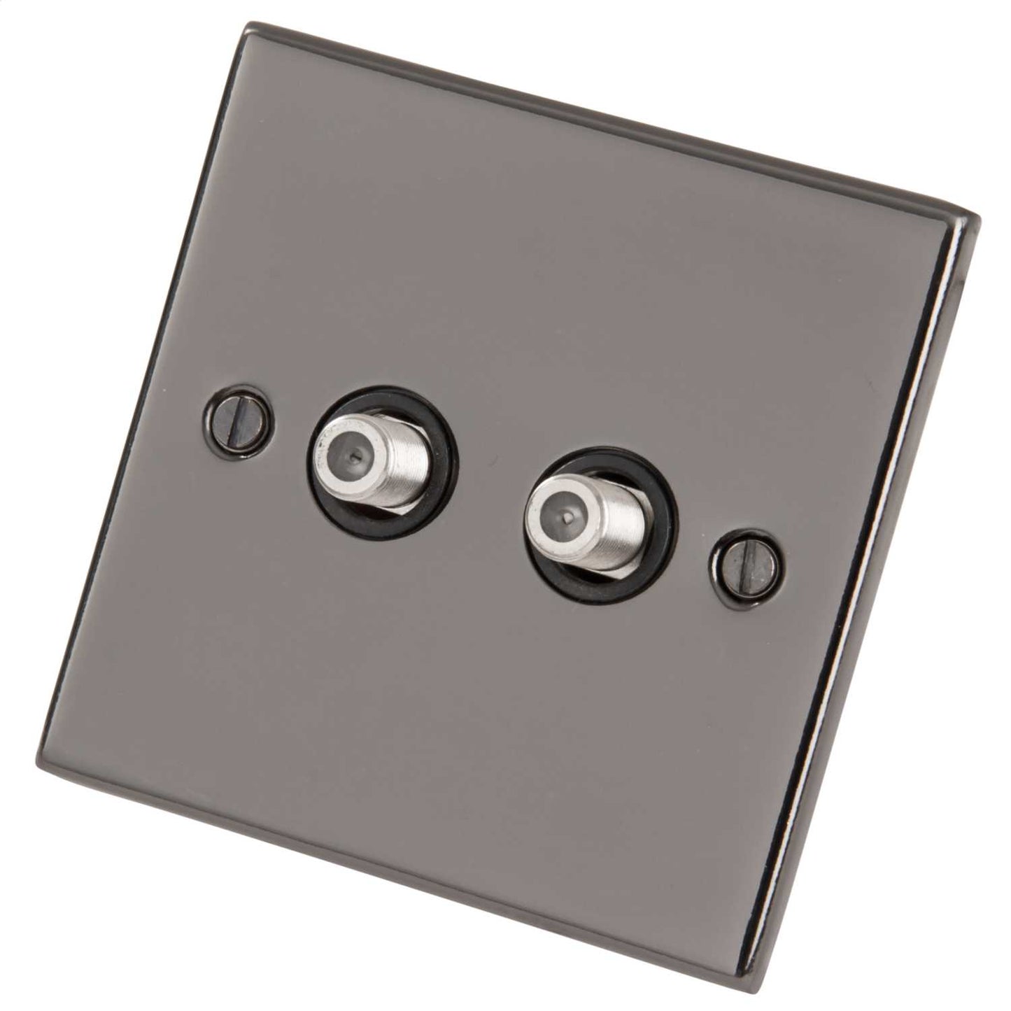 LGA Selectric 5M 1 Gang Twin Satellite Socket Black Insert Black Nickel