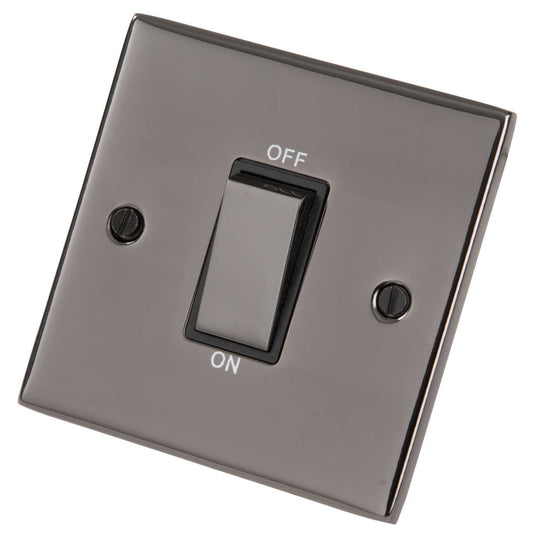 LGA Selectric 5M 45A DP 1 Gang Switch Black Insert Metal / Black Nickel