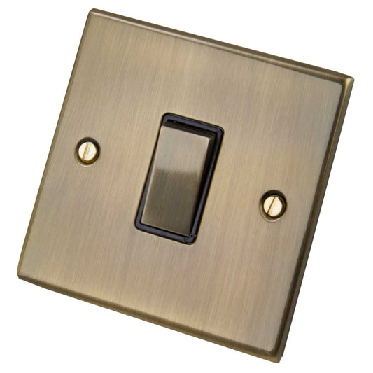 LGA Selectric 5M 10A 1 Gang 2 Way Switch Metal / Black Insert Antique Brass