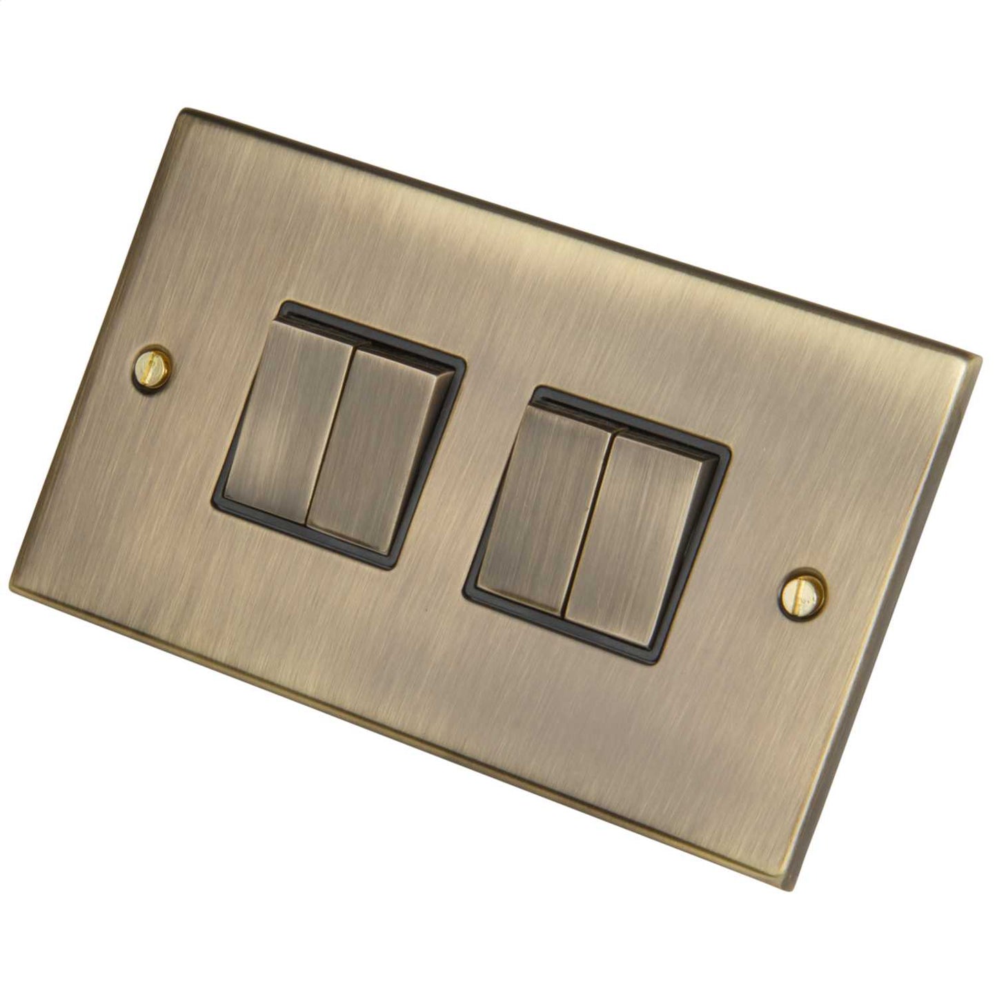 LGA Selectric 5M 10A 4 Gang 2 Way Switch Metal / Black Insert Antique Brass