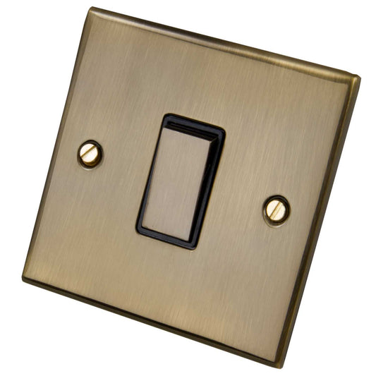 LGA Selectric 5M 10A 1 Gang Intermediate Switch Metal / Black Insert Antique Brass