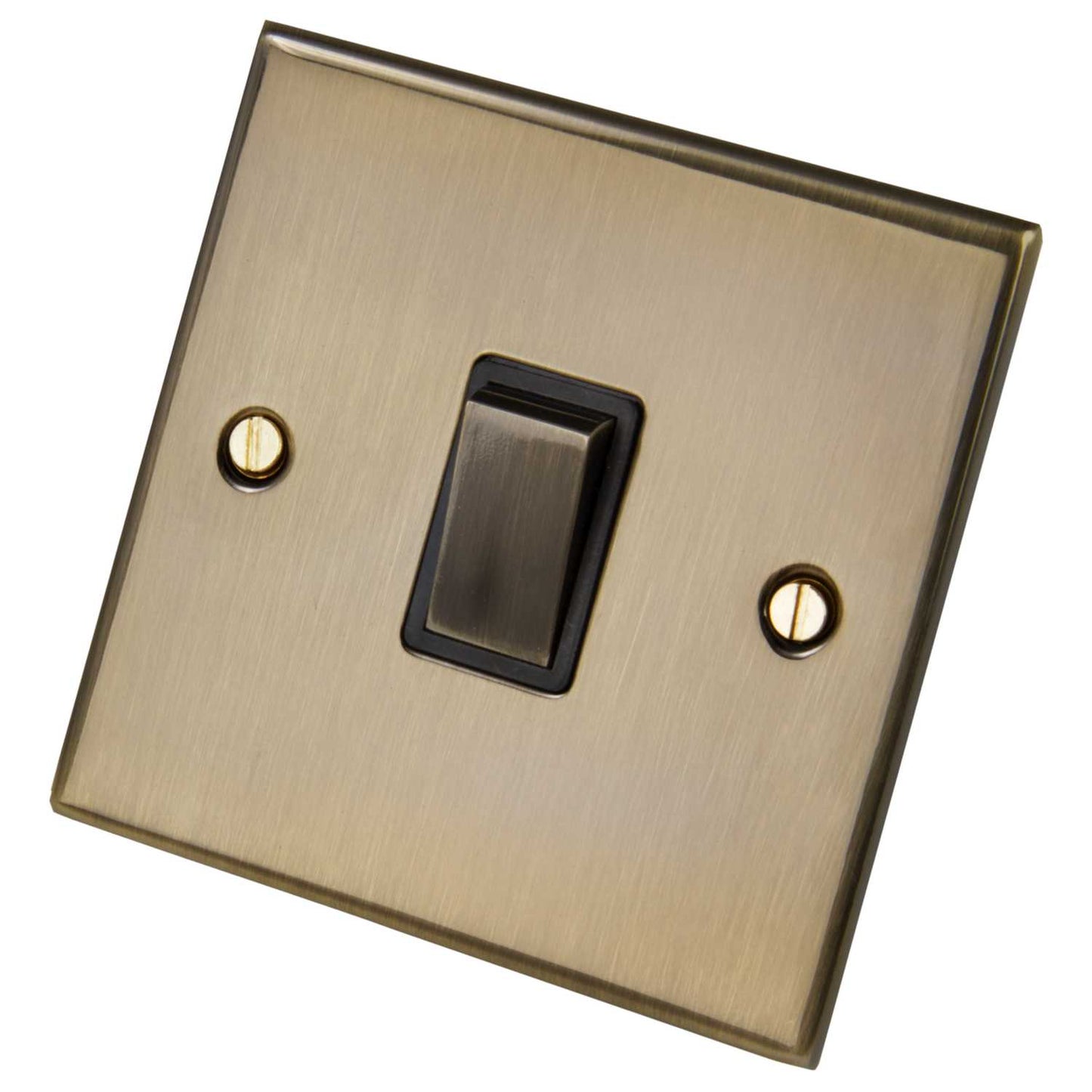 LGA Selectric 5M 20A Double Pole Switch Metal / Black Insert Antique Brass