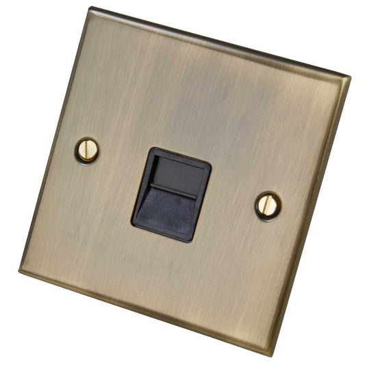 LGA Selectric 1 Gang Master Telephone Socket Black Insert Antique Brass