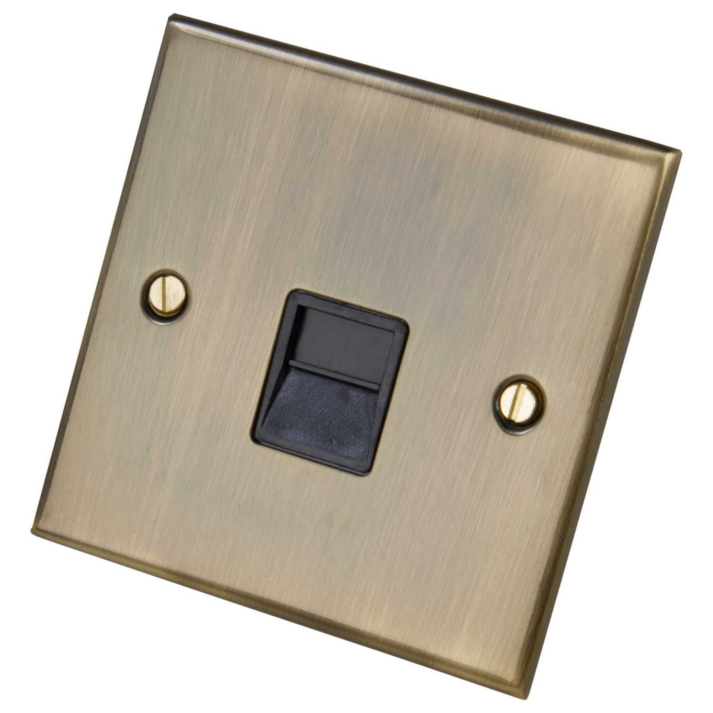 LGA Selectric 1 Gang Secondary Telephone Socket Black Insert Antique Brass