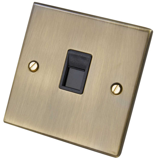 LGA Selectric 1 Gang RJ45 Data Socket Antique Brass Black Insert