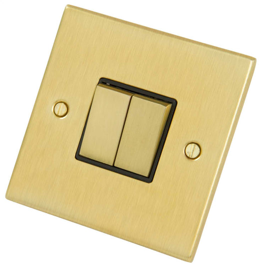 LGA Selectric 10A 2 Gang 2 Way Light Switch Black Insert Satin Brass