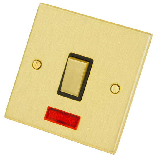 LGA Selectric 20A DP Switch with Neon Black Insert Satin Brass