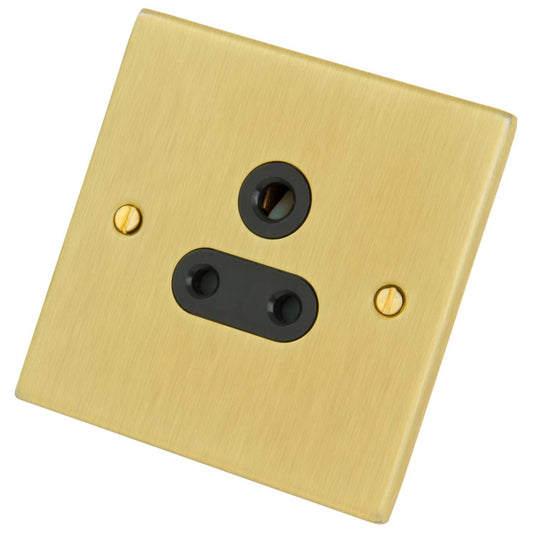 LGA Selectric 5A 1 Gang Unswitched Socket Black Insert Satin Brass
