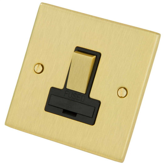 LGA Selectric 13A DP Switched Fused Spur Black Insert Satin Brass