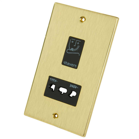 LGA Selectric Dual Voltage Shaver Socket Black Insert Satin Brass