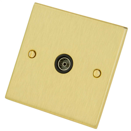 LGA Selectric 1 Gang Coaxial Socket Black Insert Satin Brass