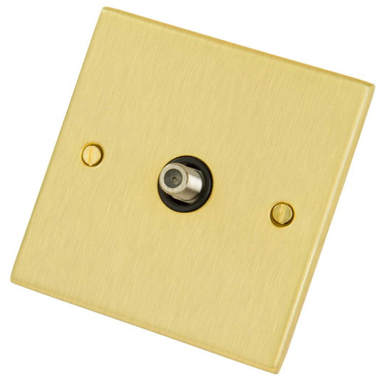 LGA Selectric 1 Gang Satellite Socket Black Insert Satin Brass