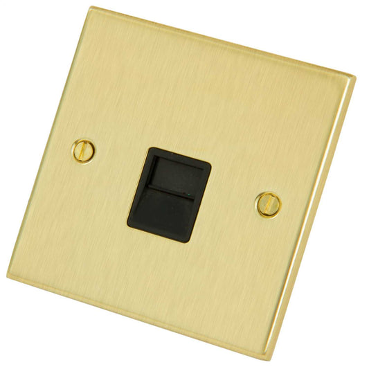 LGA Selectric 1 Gang Master Telephone Socket Black Insert Satin Brass