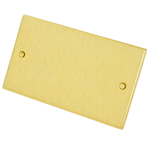 LGA Selectric 2 Gang Blank Plate Satin Brass