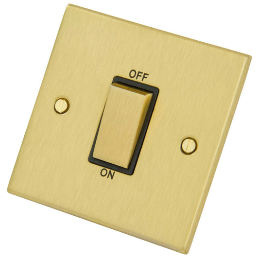 LGA Selectric 45A DP 1 Gang Switch Black Insert Satin Brass