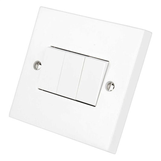 LGA Selectric 10A 3 Gang 2 Way Light Switch White