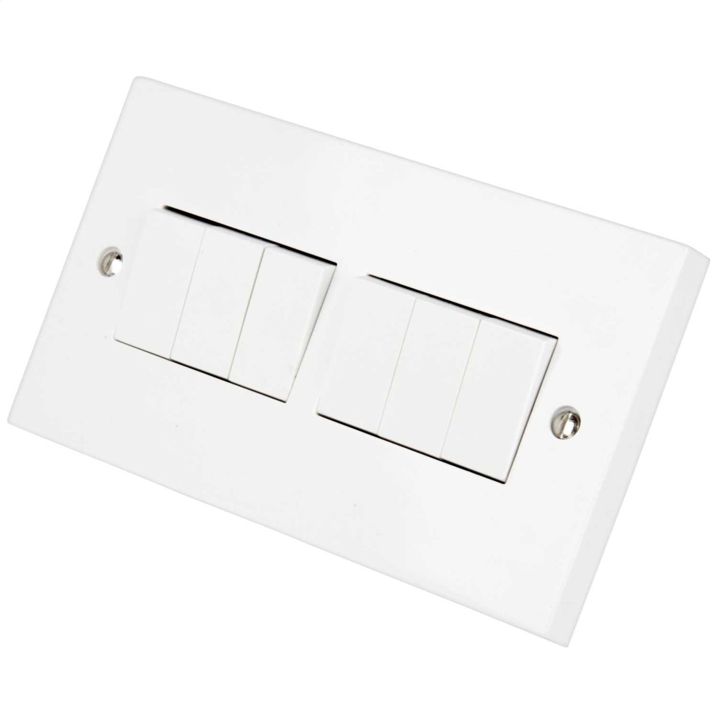 LGA Selectric 10A 6 Gang 2 Way Light Switch White