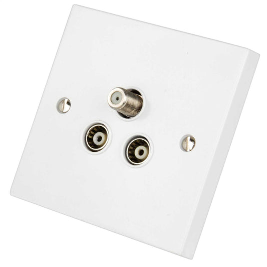 LGA Selectric 1 Gang Satellite TV and FM Socket White