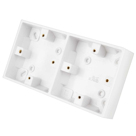 LGA Selectric 25mm Dual Pattress Back Box White